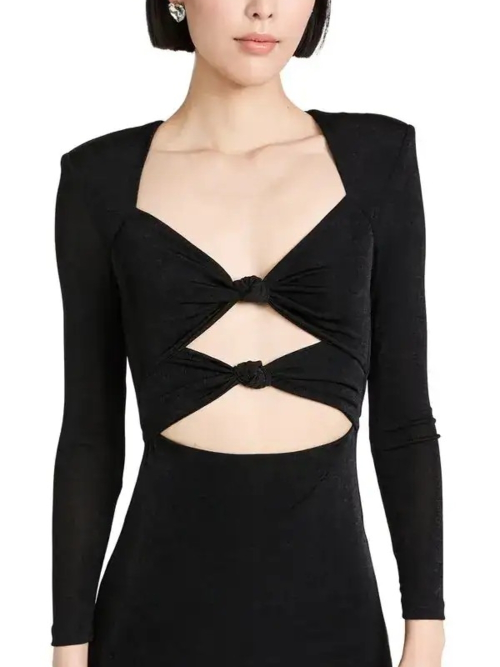 MISHA Collection Black Cutout Bow Mini Dress US 4 Long Sleeve Party Cocktail Dre